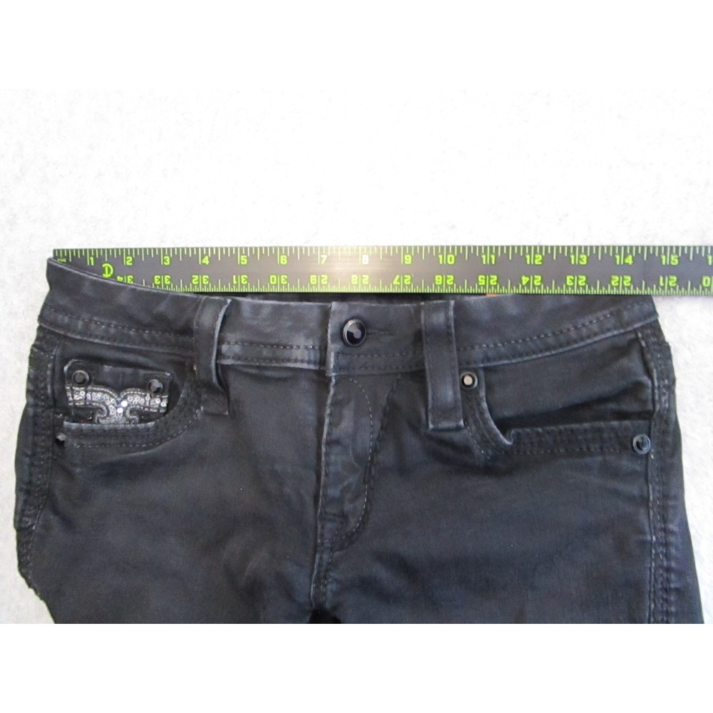 Rock Revival Jeans Womens 25 Black Betty Easy Skinny Embroidered Y2K - Picture 7 of 12